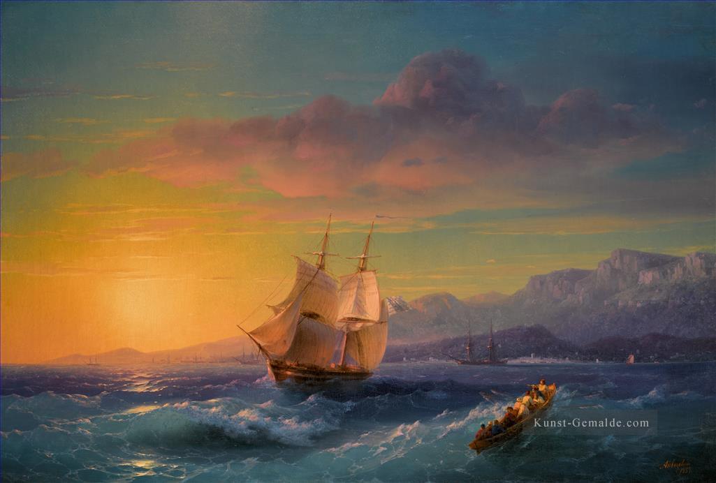 IVAN KONSTANTINOVICH AIVAZOVSKY Schiff bei Sonnenuntergang vor Cap Martin Segeln Ölgemälde